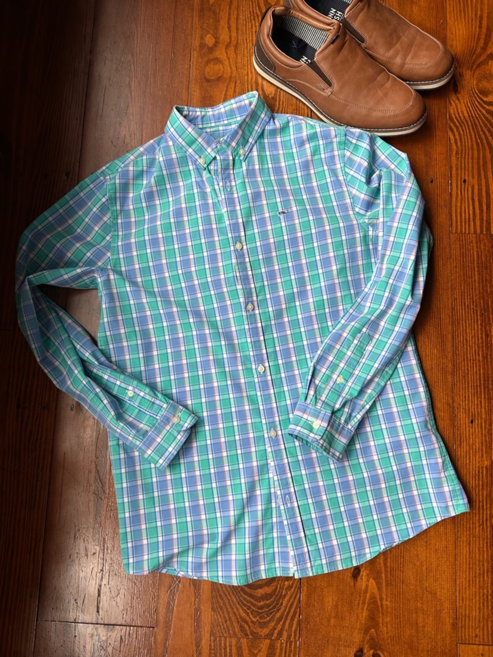 Vineyard Vines Boys Plaid Button-Down Shirt - Blue/Green
